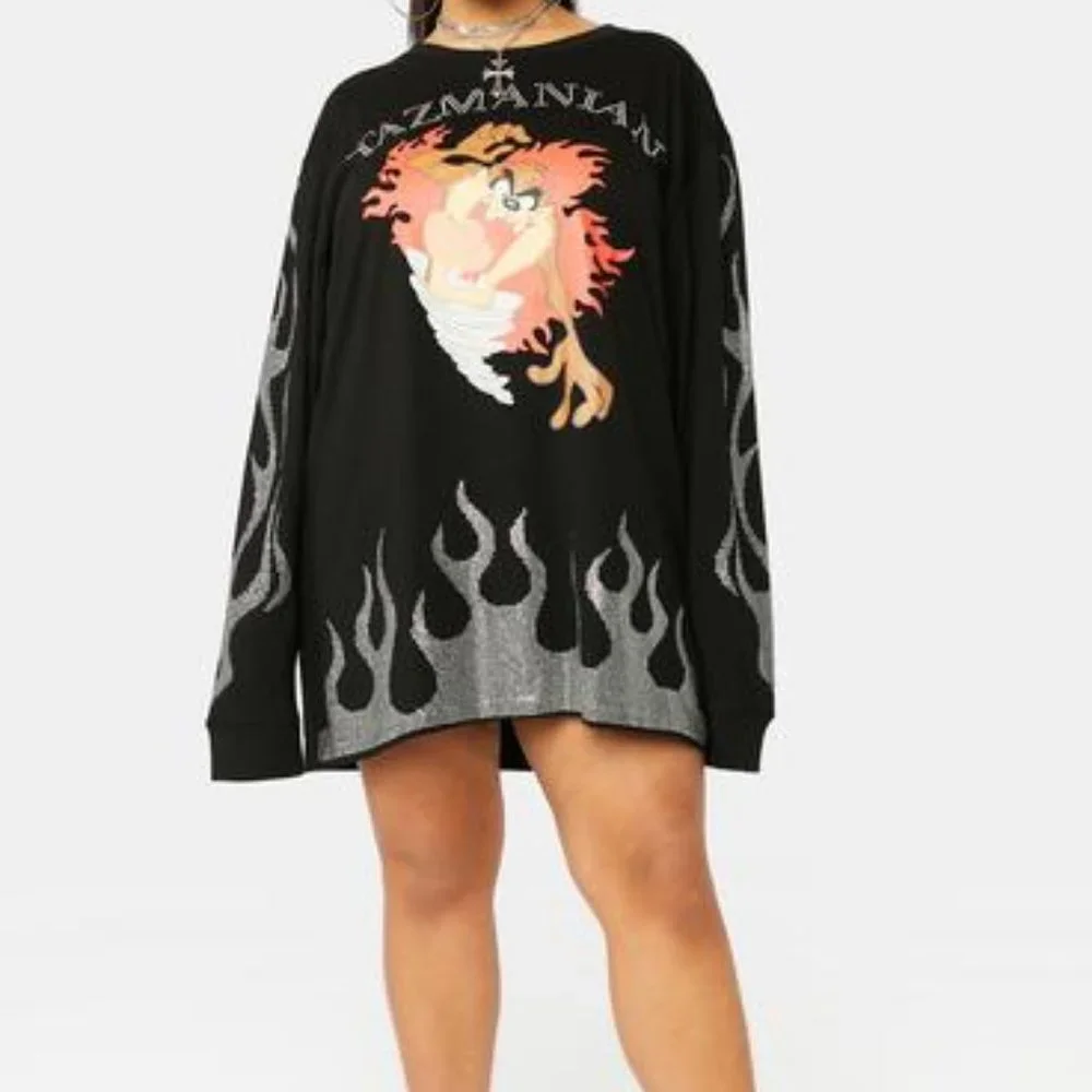 PLUS MAJOR LOONIE  CAT-TAZ-TROPHE RHINESTONE GRAPHIC TEE ( BRAND NEW !!! ) - Picture 4 of 5